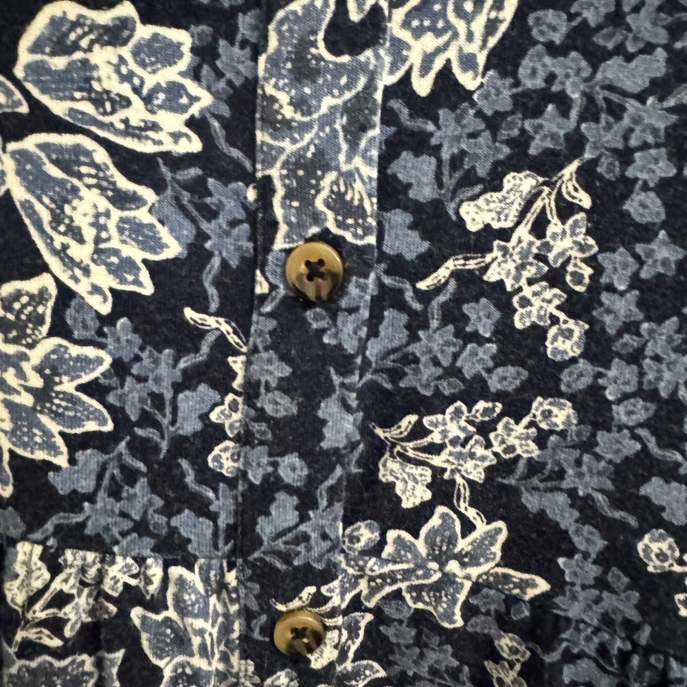 New Directions Button Peplum Tunic Blouse Blue Floral Plus Size 1X - Picture 4 of 8